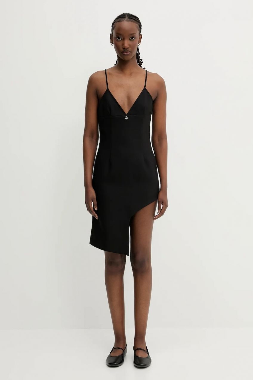 Šaty Coperni Tailored Asymmetric čierna farba, mini, rovný strih, COPR187F3004