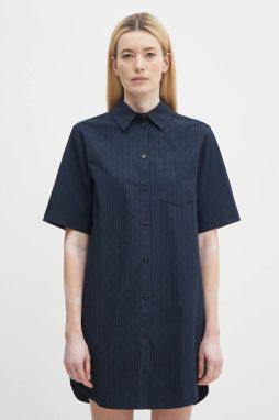 Bavlnené šaty Samsoe Samsoe SATINA tmavomodrá farba, mini, rovný strih, F25200080