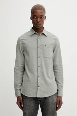 Bavlnená košeľa Tommy Jeans zelená farba, regular, s klasickým golierom, DM0DM22023