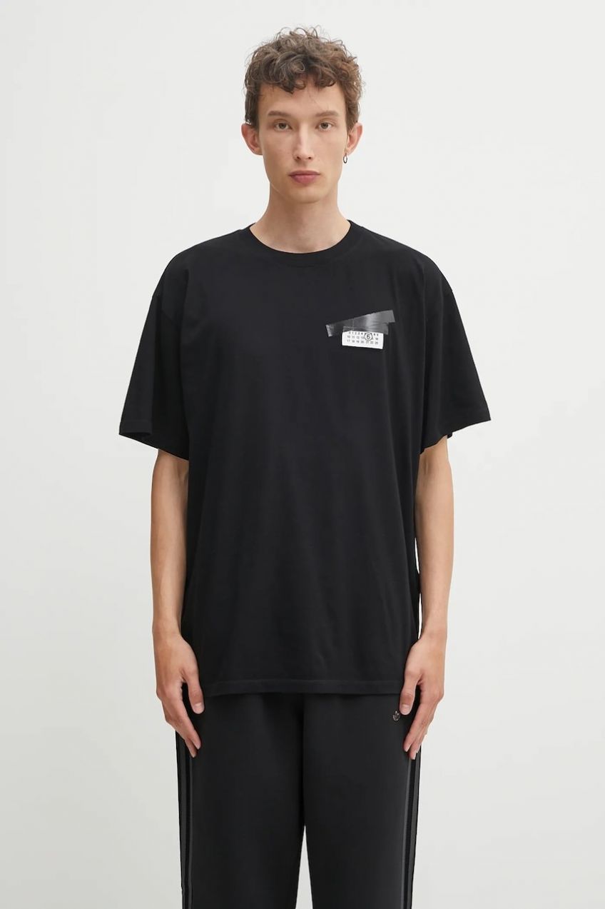 Bavlnené tričko MM6 Maison Margiela pánske, čierna farba, s nášivkou, SH2GC0030.M20048.900