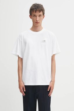 Bavlnené tričko MM6 Maison Margiela pánske, biela farba, s nášivkou, SH2GC0030.M20048.100