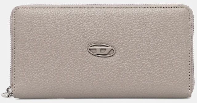 Kožená peňaženka Diesel HISSU EVO CONTINENTAL ZIP šedá farba, X09015.P0685