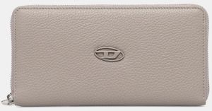 Kožená peňaženka Diesel HISSU EVO CONTINENTAL ZIP šedá farba, X09015.P0685