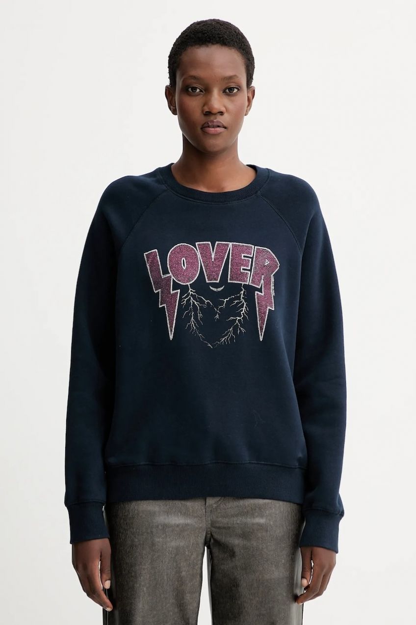 Mikina ZADIG&VOLTAIRE tmavomodrá farba, vzorovaná, JWSS01677