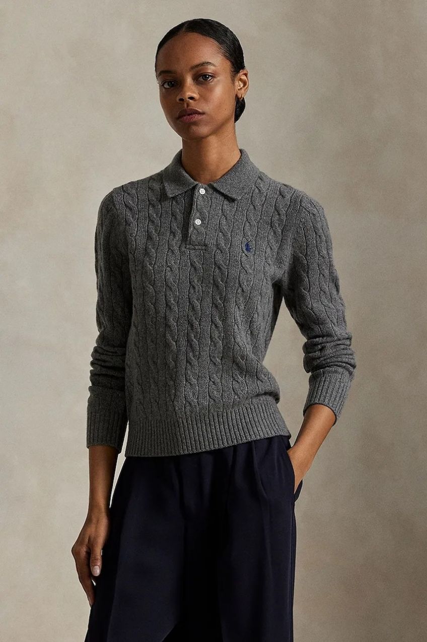 Vlnený sveter Polo Ralph Lauren šedá farba, ľahký, 211972132