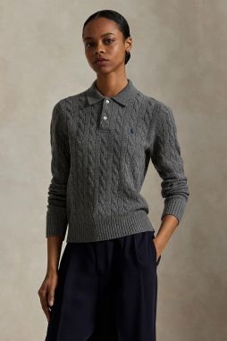 Vlnený sveter Polo Ralph Lauren šedá farba, ľahký, 211972132