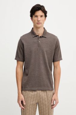 Vlnené polo Paul&Shark Knitwear hnedá farba, jednofarebné, 15311170