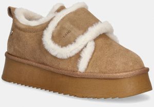 Semišové snehule GOE béžová farba, SS2N4303 BROWN