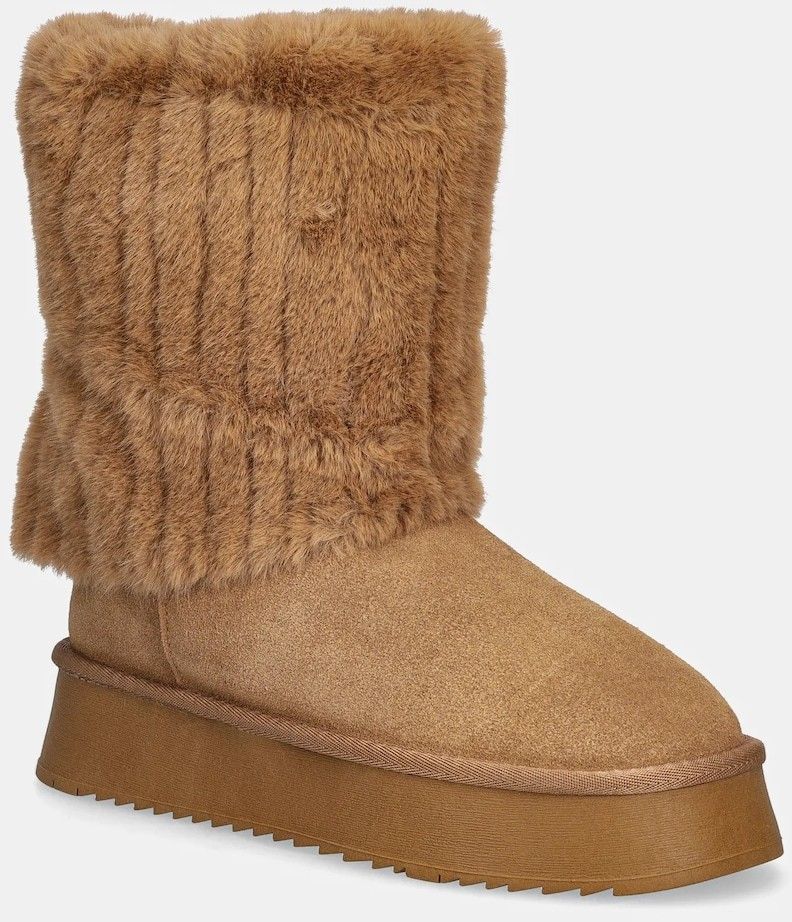 Semišové snehule GOE hnedá farba, SS2N4308 BROWN