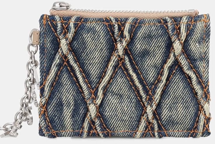 Peňaženka Diesel CHARM-D CARD HOLDER WITH CHAIN dámska, modrá farba, X10417.P5570