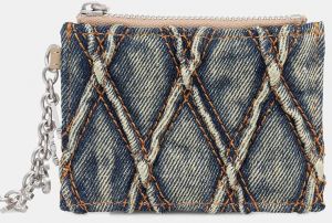 Peňaženka Diesel CHARM-D CARD HOLDER WITH CHAIN dámska, modrá farba, X10417.P5570