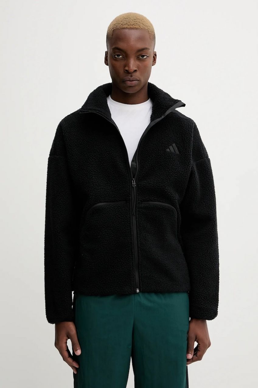 Fleecová mikina adidas City Tech čierna farba, jednofarebná, KB1197