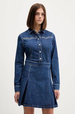 Rifľové šaty Karl Lagerfeld Jeans tmavomodrá farba, mini, áčkový strih, A4W13002