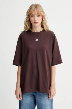 Bavlnené tričko adidas Originals Boyfriend Tee dámske, hnedá farba, KW1907