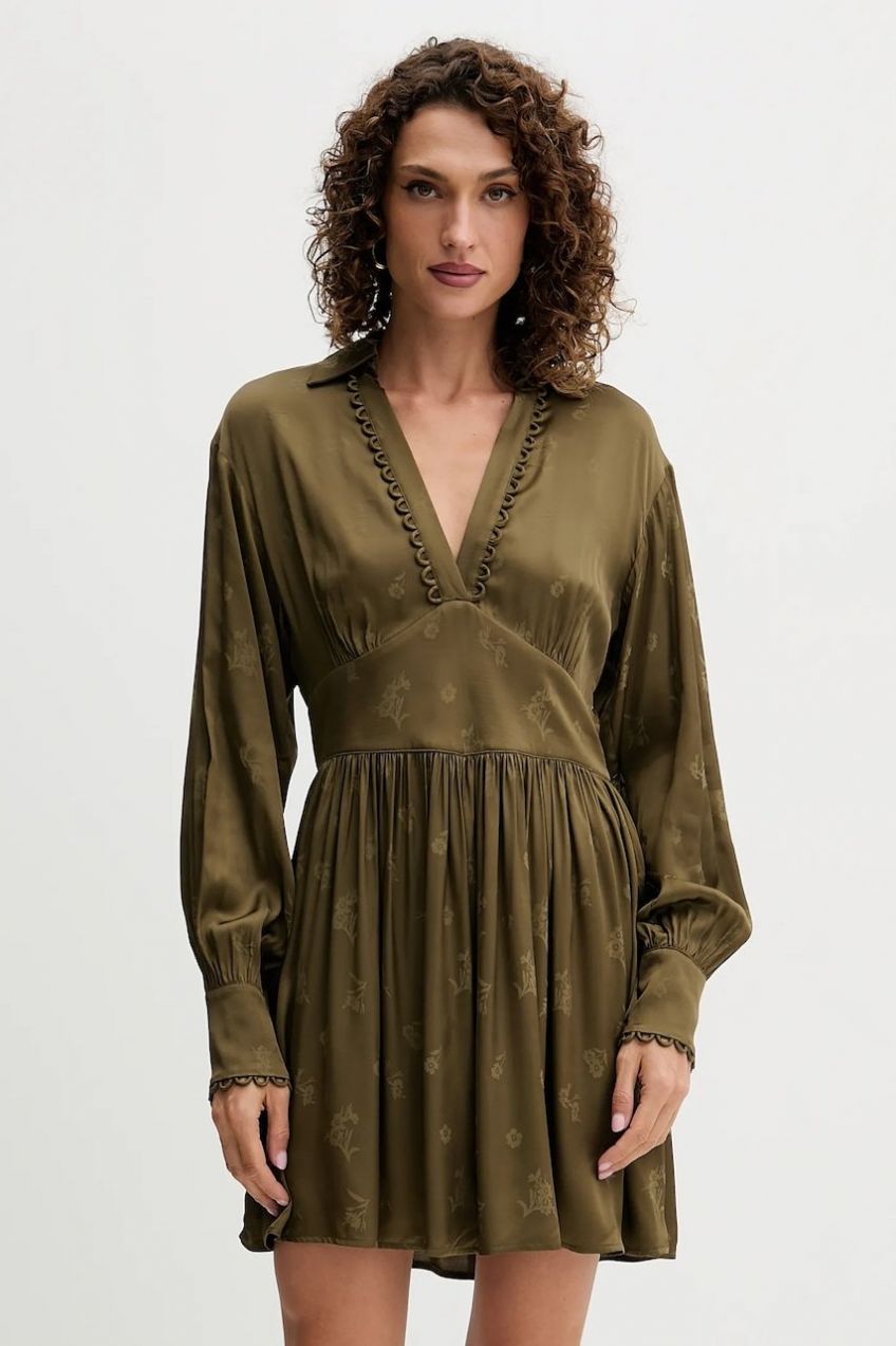 Šaty Twinset zelená farba, mini, áčkový strih, 252TT2364