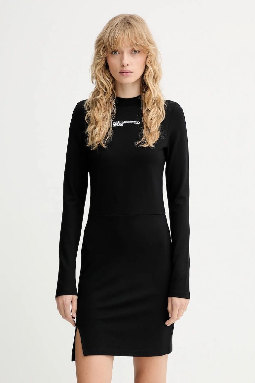 Šaty Karl Lagerfeld Jeans čierna farba, mini, priliehavé, A4W13005