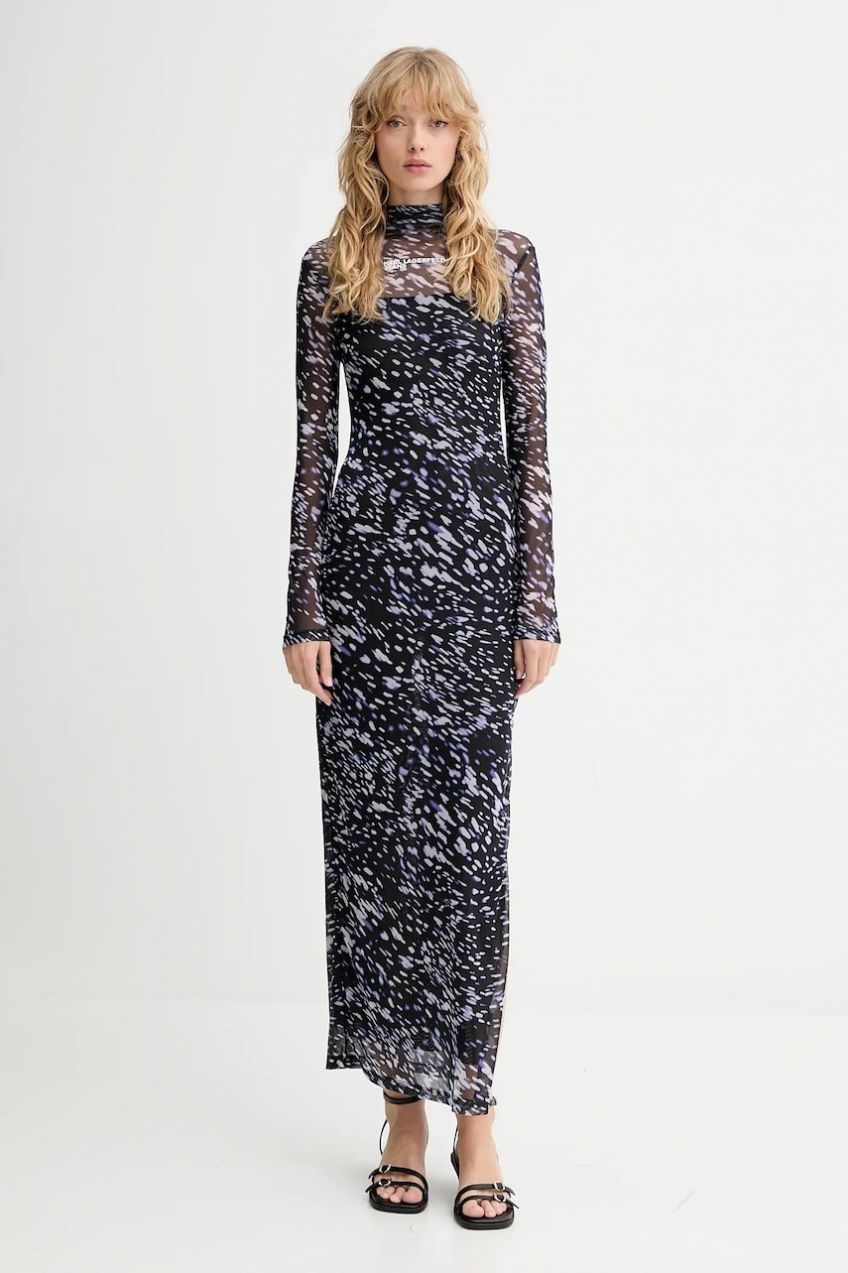 Šaty Karl Lagerfeld Jeans čierna farba, maxi, priliehavé, A4W13008