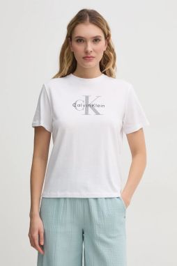 Bavlnené tričko Calvin Klein Jeans dámske, biela farba, LV047B864G