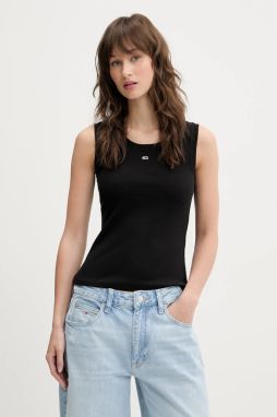 Top Tommy Jeans čierna farba, DW0DW20673