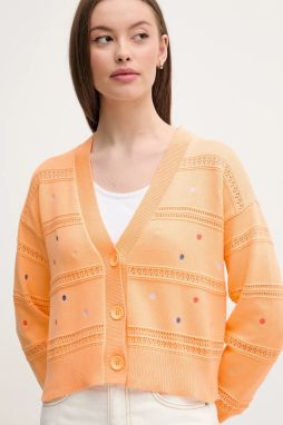 Bavlnený kardigán United Colors of Benetton dámsky, oranžová farba, 10C1E604W