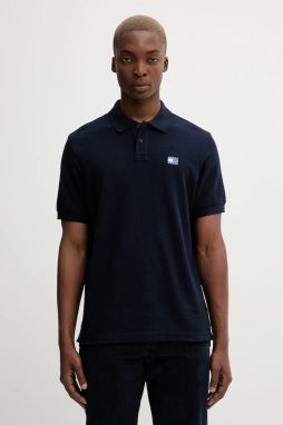 Bavlnené polo tričko Tommy Jeans tmavomodrá farba, s nášivkou, DM0DM22063