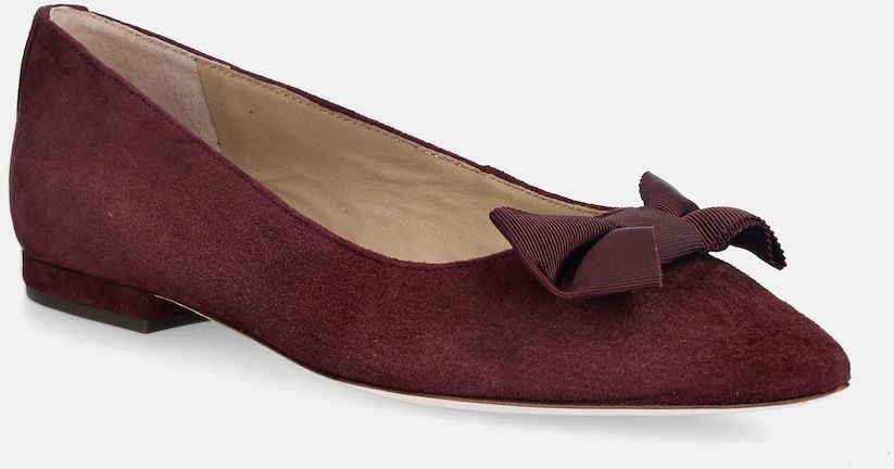Semišové baleríny Lauren Ralph Lauren Londyn Bow červená farba, 802955323004