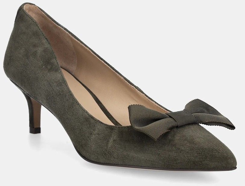 Semišové lodičky Lauren Ralph Lauren Adrienne Bow zelená farba, 802980116002