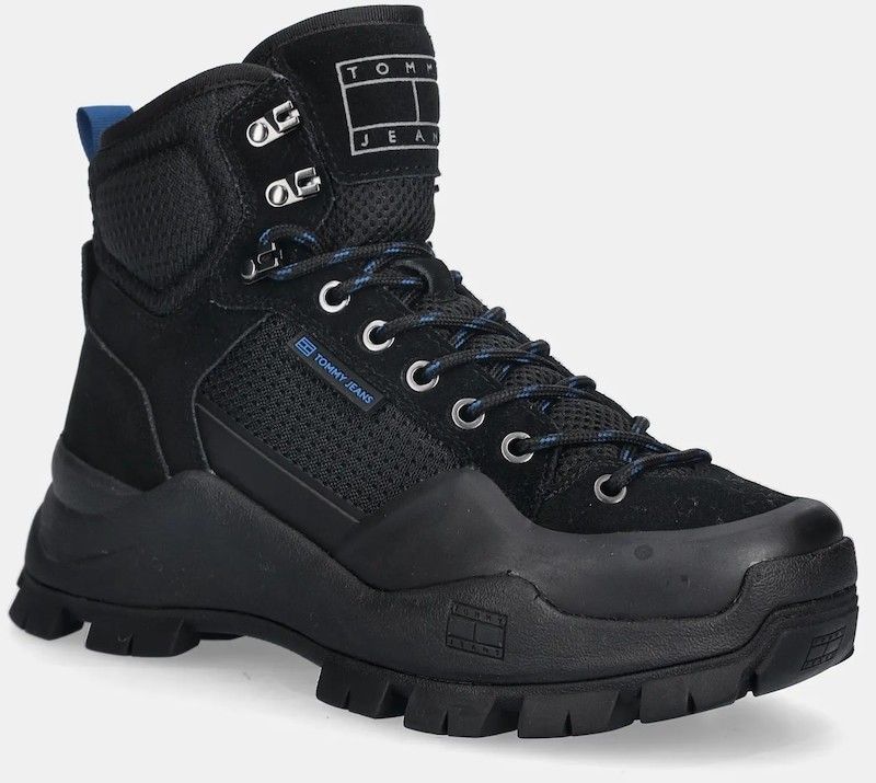 Topánky Tommy Jeans TJM HYBRID BOOT čierna farba, EM0EM01633