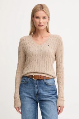 Bavlnený sveter Polo Ralph Lauren béžová farba, tenký, 211945652