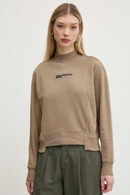 Bavlnená mikina Karl Lagerfeld Jeans dámska, béžová farba, jednofarebná, A1W20018