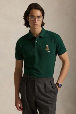 Bavlnené polo tričko Polo Ralph Lauren zelená farba, s nášivkou, 710P00095