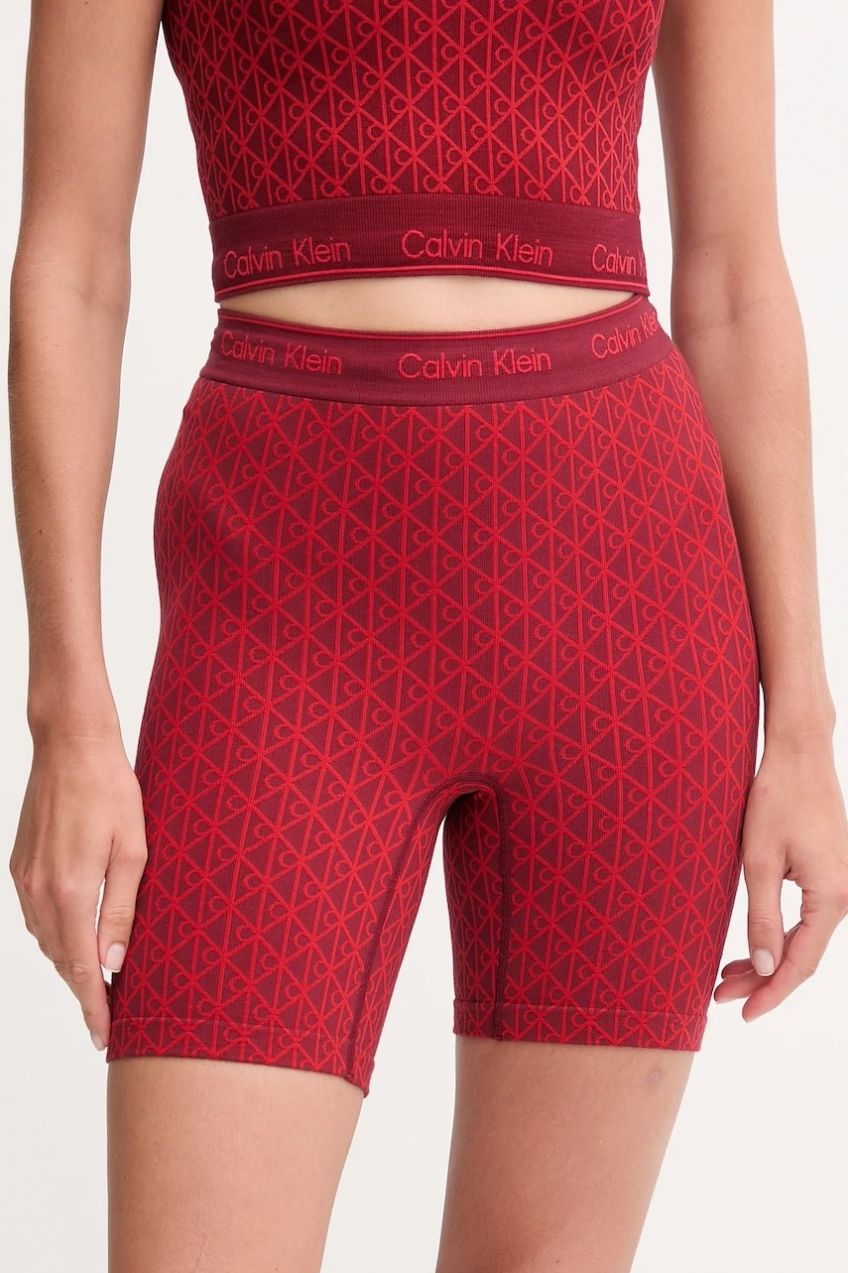 Šortky Calvin Klein Underwear bordová farba, vzorované, vysoký pás, LV00QF8488