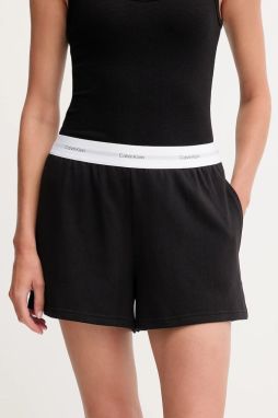 Bavlnené šortky Calvin Klein Underwear čierna farba, melanžové, vysoký pás, LV00QS7517