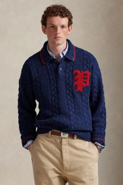 Sveter s prímesou vlny Polo Ralph Lauren tmavomodrá farba, 710978087