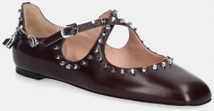 Kožené balerínky Bally BELISKA-STUDS bordová farba, WA051M