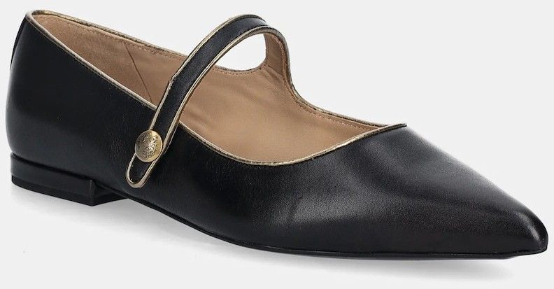 Kožené balerínky Lauren Ralph Lauren Londyn Mj2 čierna farba, 802980119001