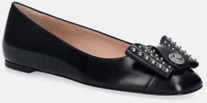 Kožené balerínky Bally B-BOW-STUDS čierna farba, WA051X