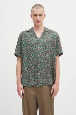 Košeľa Drôle de Monsieur La Chemise Paisley zelená farba, voľný strih, s klasickým golierom, H.SH229.VI021