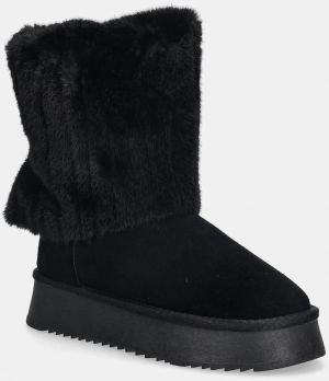 Semišové snehule GOE čierna farba, SS2N4307 BLACK