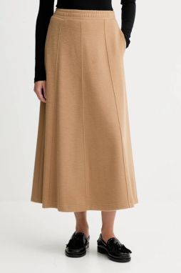 Sukňa s prímesou vlny Weekend Max Mara CIRCEO zelená farba, midi, áčkový strih, 2525776022600