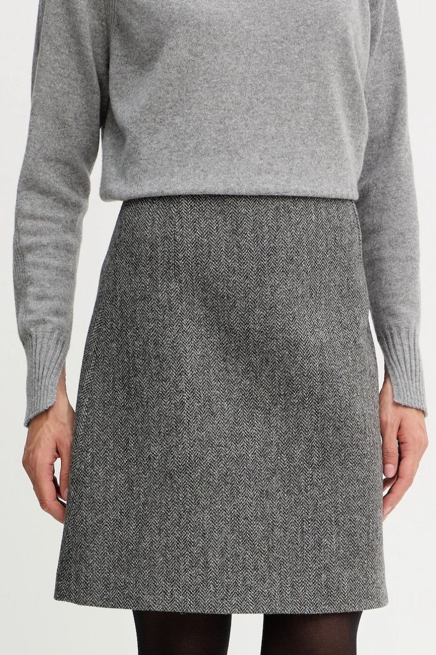 Vlnená sukňa Weekend Max Mara MARCHE šedá farba, mini, rovný strih, 2525106022600