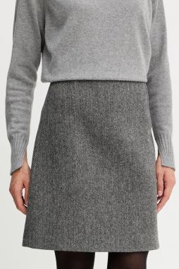 Vlnená sukňa Weekend Max Mara MARCHE šedá farba, mini, rovný strih, 2525106022600