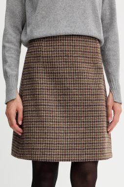 Sukňa s prímesou vlny Weekend Max Mara VATA bordová farba, mini, áčkový strih, 2525106072600