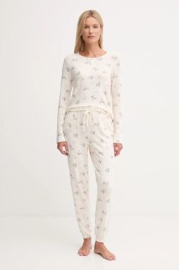 Pyžamo Lauren Ralph Lauren dámske, béžová farba, ILN92452