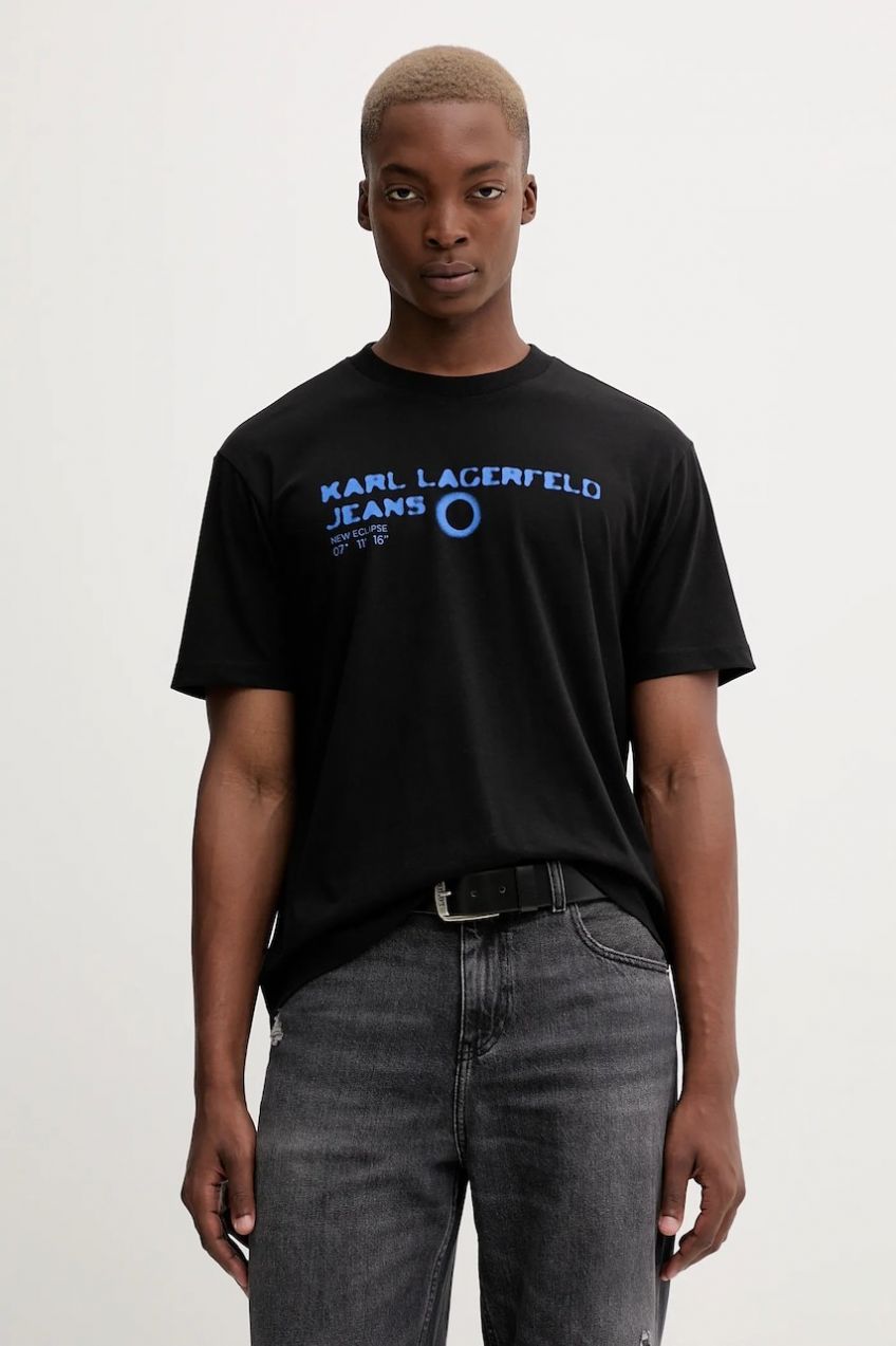 Tričko Karl Lagerfeld Jeans pánske, čierna farba, s potlačou, A4M17022