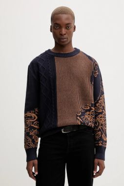 Sveter Desigual HALF PAISLEY tmavomodrá farba, 25WMJF14