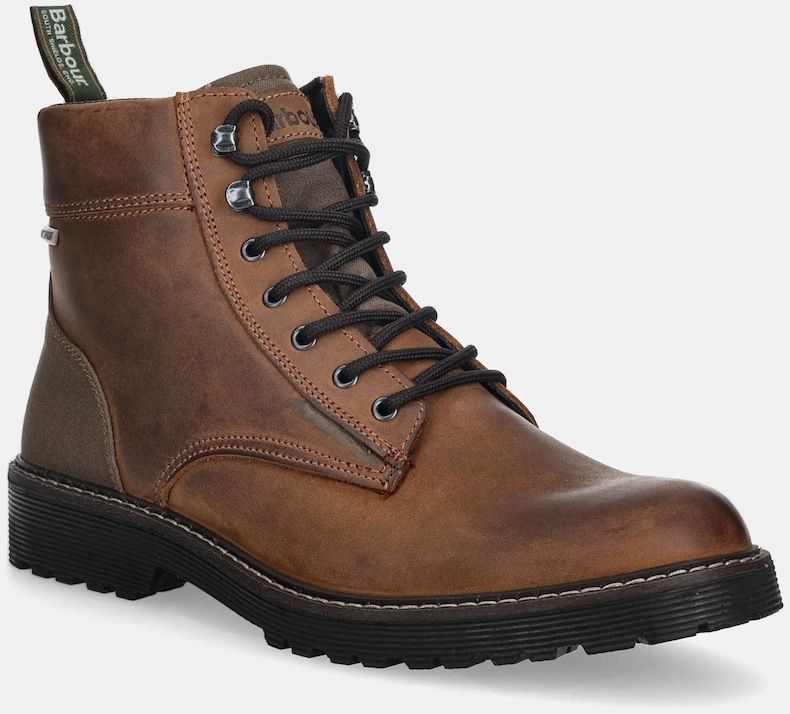 Kožené vysoké topánky Barbour Harrison hnedá farba, MFO0816BR78