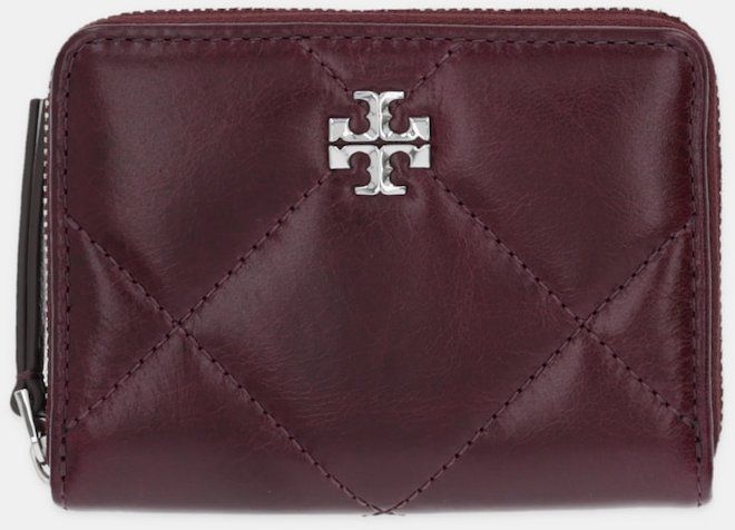 Kožená peňaženka Tory Burch Kira Diamond Quilt bordová farba, 174397.500