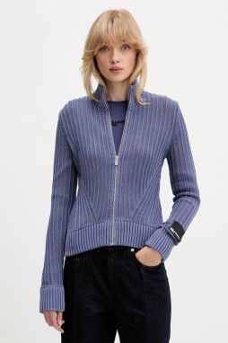 Bavlnený kardigán Karl Lagerfeld Jeans fialová farba, A4W18017