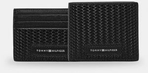 Peňaženka a kožený obal na karty Tommy Hilfiger čierna farba, AM0AM13605